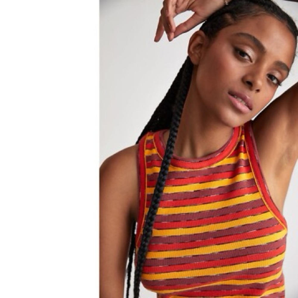 NWT Anthropologie Striped Sleeveless Tank Top - Red & Yellow